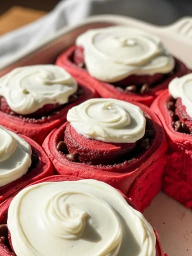 Heavenly Red Velvet Cinnamon Rolls