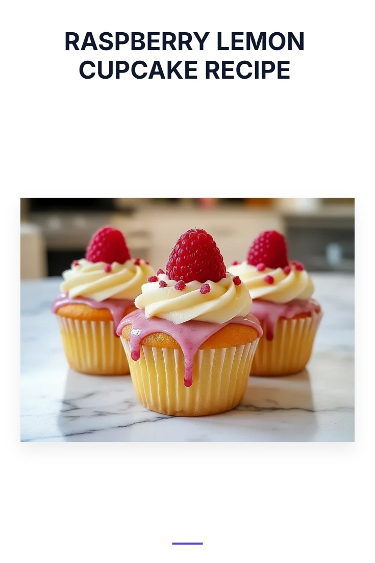 A vertical Pinterest pin featuring the title 'Raspberry Lemon Cupcake Recipe' at the top. Below is a beautiful image of zesty cupcakes with raspberry frosting, perfect for March Madness.