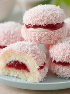 Strawberry Coconut Sponge Cakes