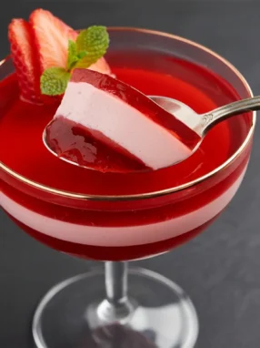 Strawberry and Cream Gelatin Cups