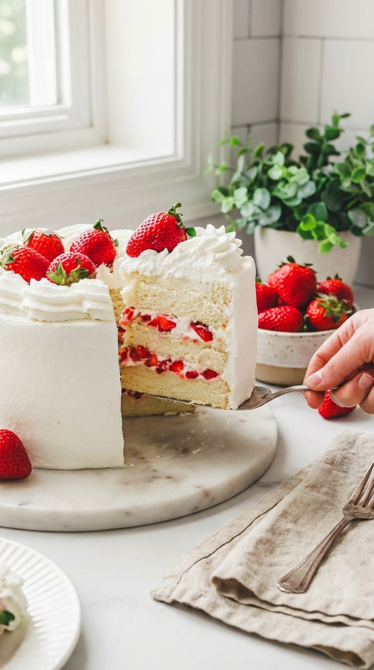 The Ultimate Strawberry Cream Cake Recipe final presentation