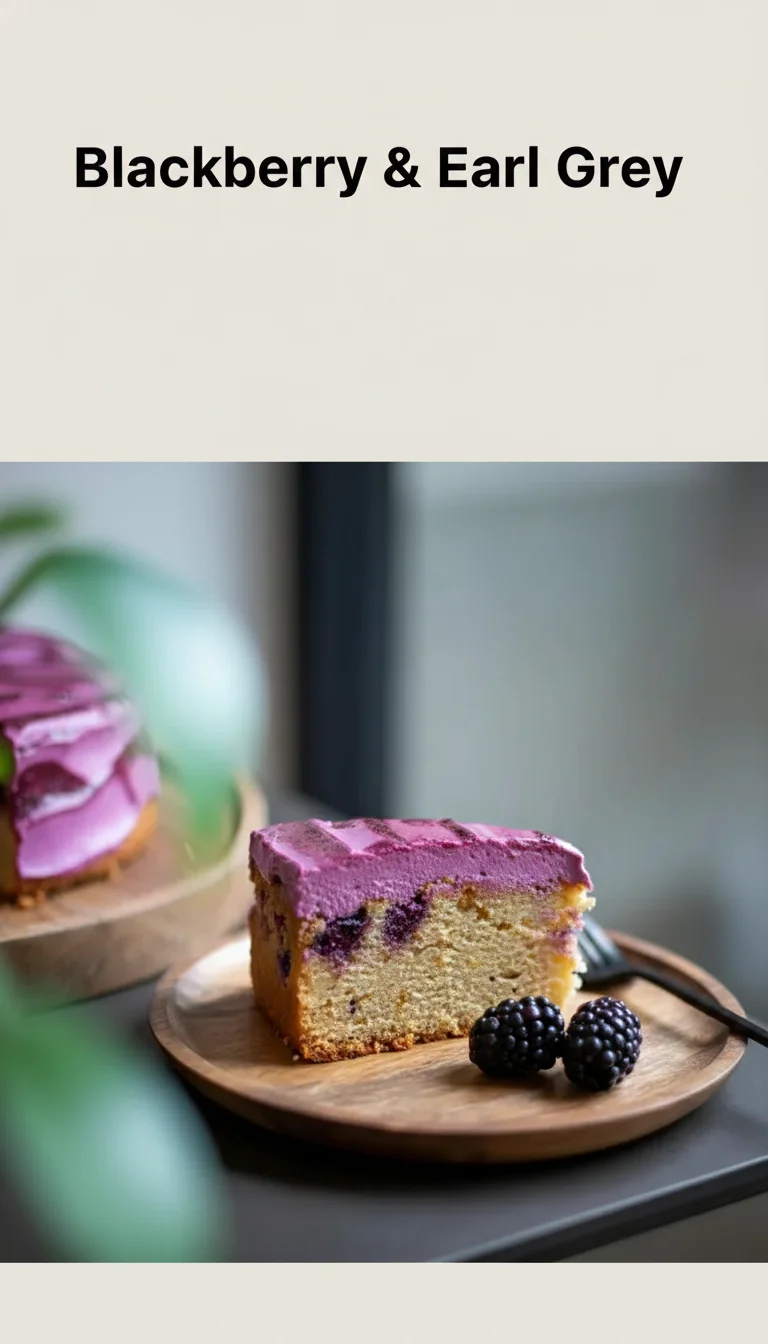 Vertical Pinterest pin with the text 'Blackberry & Earl Grey' at the top and a professional photograph of Blackberry & Earl Grey below it.