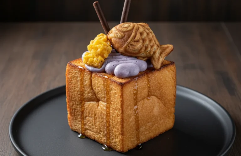 Coconut chantilly. Shokupan with honey glaze