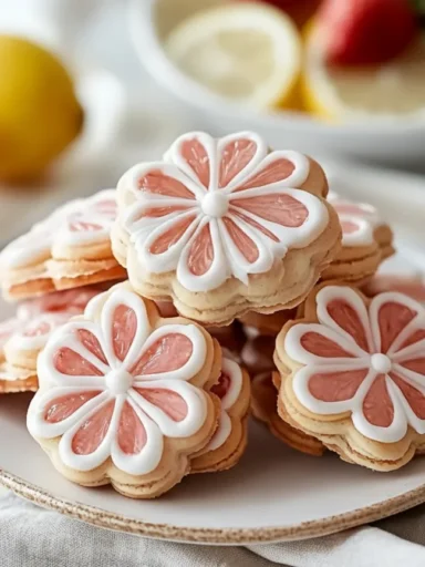Flower Shaped Strawberry Lemon Sandwich Cookies for Spring Bliss