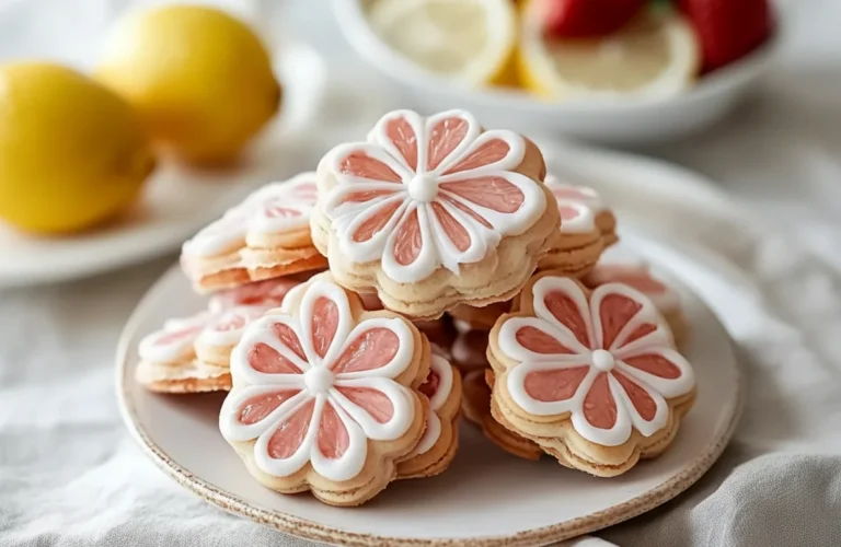 Flower Shaped Strawberry Lemon Sandwich Cookies for Spring Bliss