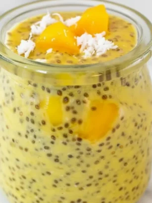 frozen chia seed and mango pudding