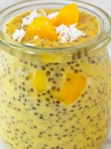 frozen chia seed and mango pudding