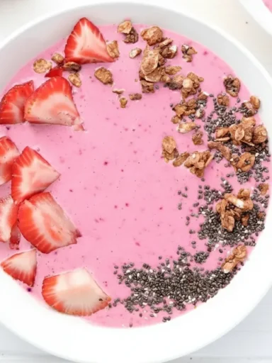 frozen strawberry kefir smoothie bowls