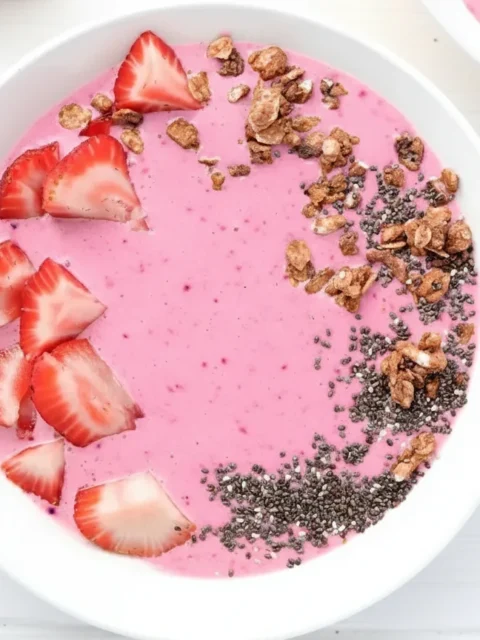 frozen strawberry kefir smoothie bowls