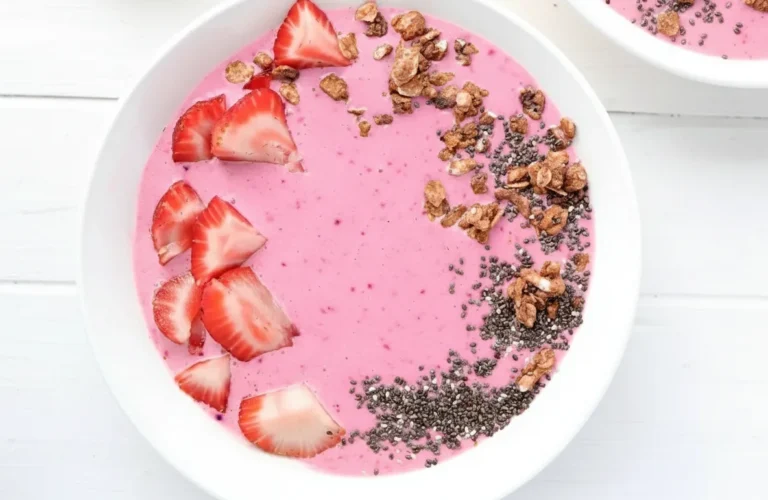frozen strawberry kefir smoothie bowls